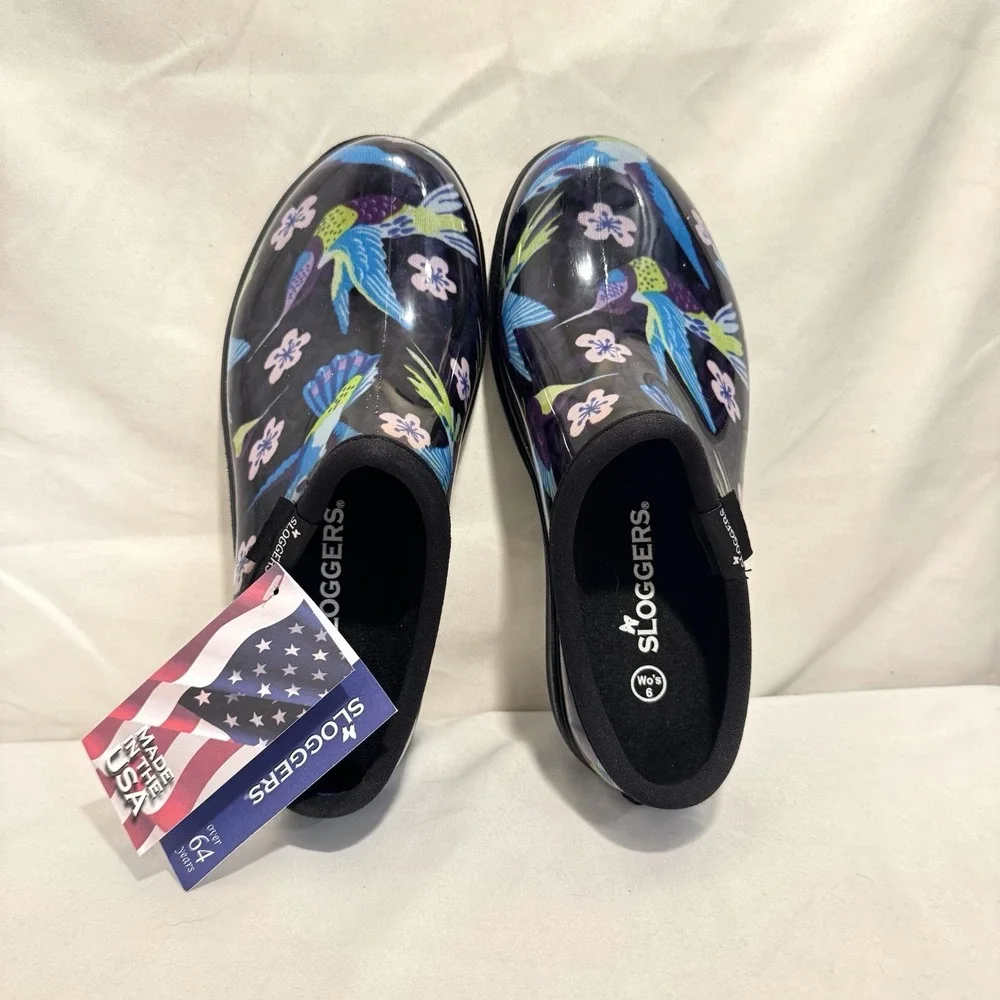 Sloggers Garden Clogs Hummingbird And Flowers Women's Us Size 6 NWT‎